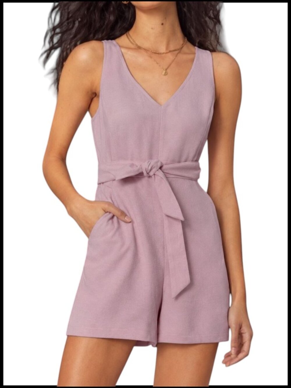 Aritzia Wilfred Écoulement Romper Dusty Pink Mauve Cutout Back Wrap Tie 2 XS